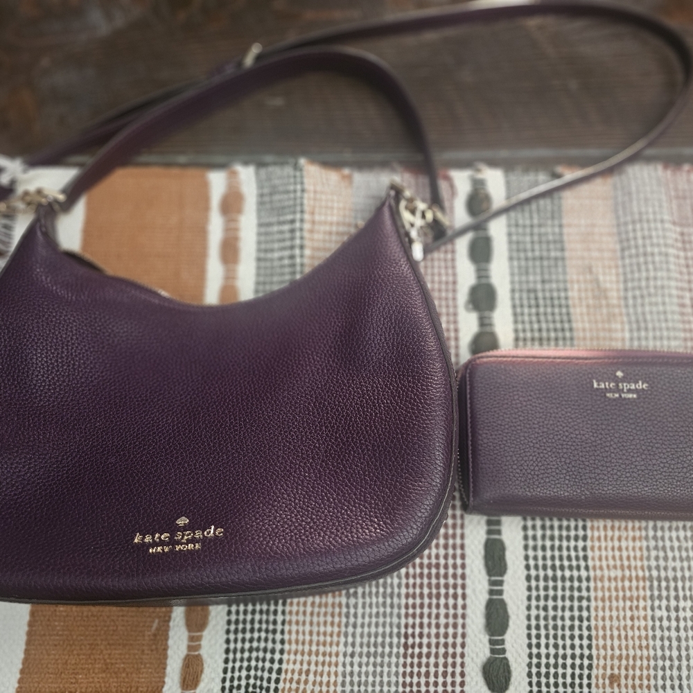 Kate Spade Deep Purple Shoulder Bag and Wallet
